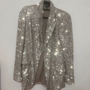 Express Silver Sequin Blazer